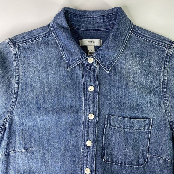 J Crew Tunic Dress Womens Size 0 Denim Chambray ASO Pretty Little Liars Preppy - Picture 7 of 12